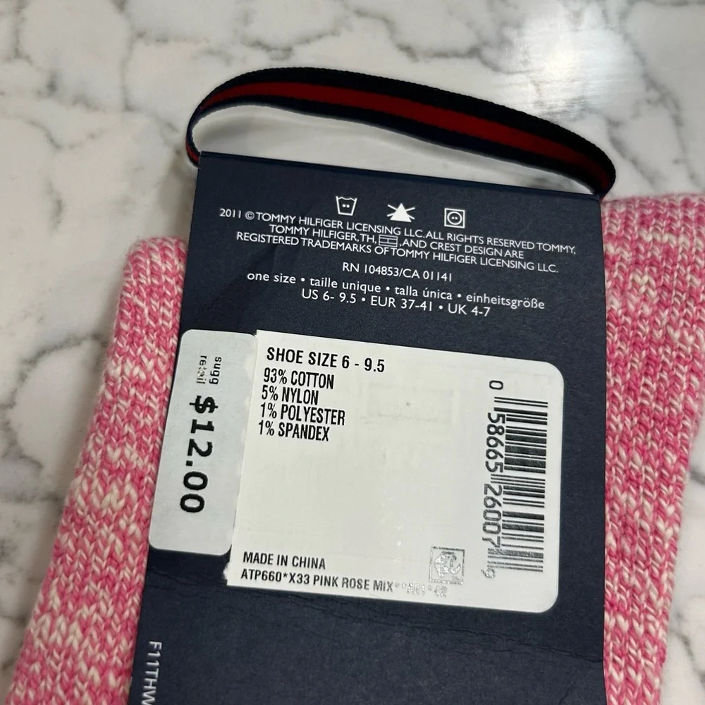 NWT‎ Tommy Hilfiger Pink Boyfriend Socks Size 6-9.5